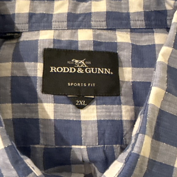 Rodd & Gunn Shirt Men's 2XL Sports Fit Blue/White Check Plaid Preppy - Picture 6 of 8